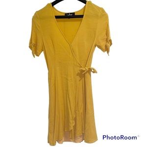 Lulus Mustard side tie dress